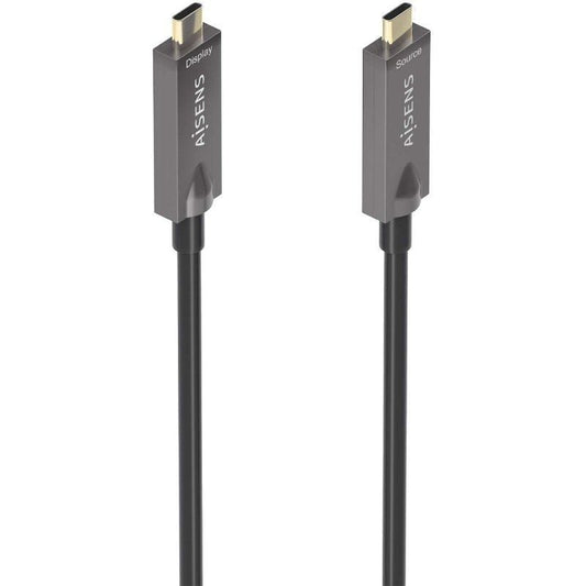 Cabo USB 3.1 Tipo-C Aisens AOC A157-0882/ USB Tipo-C Macho - USB Tipo-C Macho/ Até 60W/ 10Gbps/ 10m/ Preto