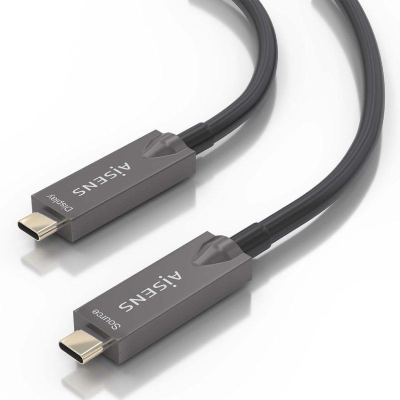 Cabo USB 3.1 Tipo-C Aisens AOC A157-0882/ USB Tipo-C Macho - USB Tipo-C Macho/ Até 60W/ 10Gbps/ 10m/ Preto