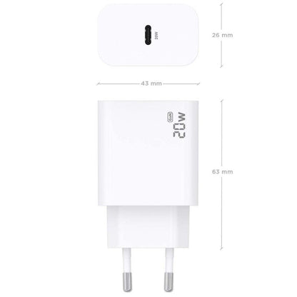 Carregador de Parede GaN Aisens A110-0938/ 1xUSB Tipo-C/ 20W/ Branco