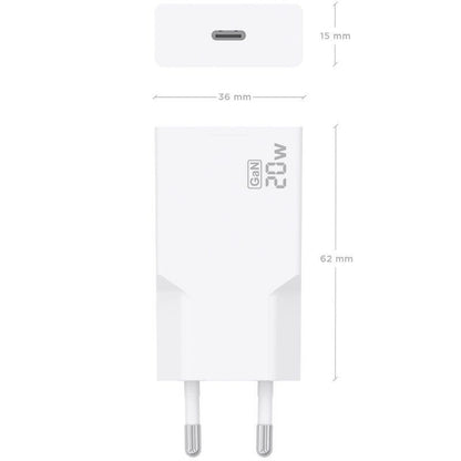 Carregador de Parede GaN Aisens A110-0997/ 1xUSB Tipo-C/ 20W/ Branco