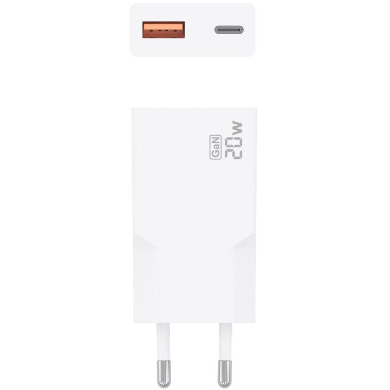 Carregador de Parede GaN Aisens A110-0998/ 1xUSB Tipo-C/ 1xUSB/ 20W/ Branco