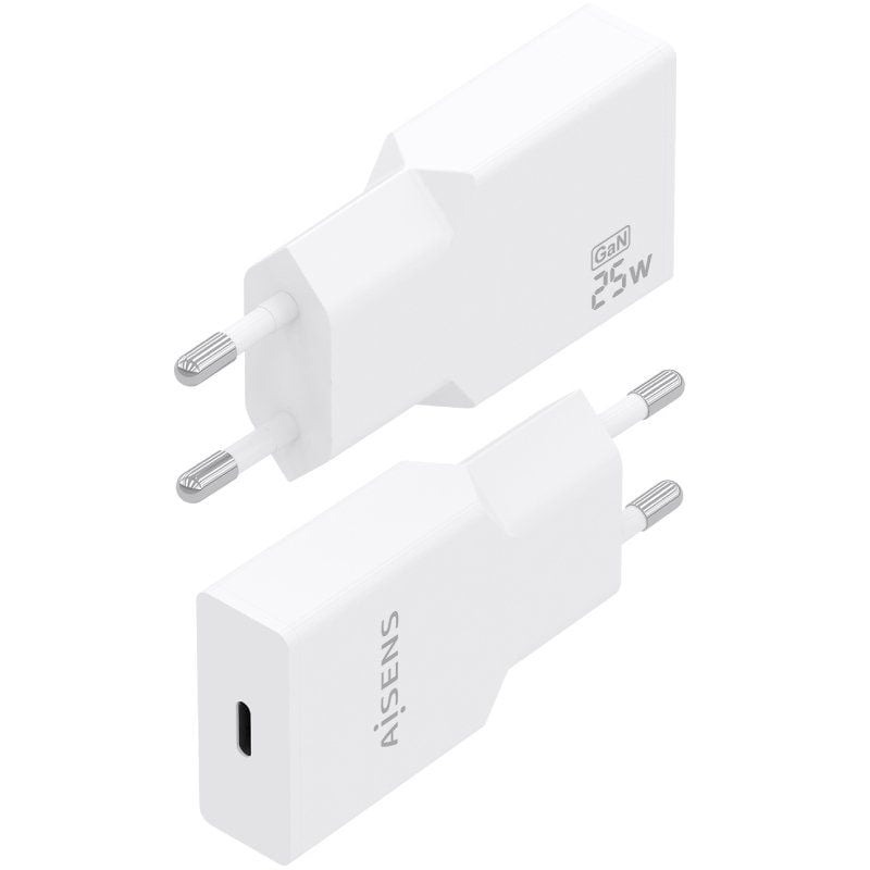 Carregador de Parede GaN Aisens A110-0999/ 1xUSB Tipo-C/ 25W/ Branco