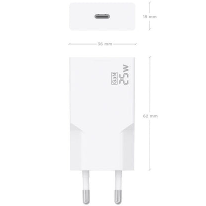Carregador de Parede GaN Aisens A110-0999/ 1xUSB Tipo-C/ 25W/ Branco