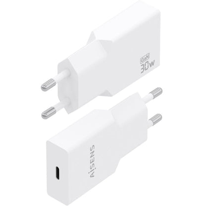 Carregador de Parede GaN Aisens A110-1001/ 1xUSB Tipo-C/ 30W/ Branco