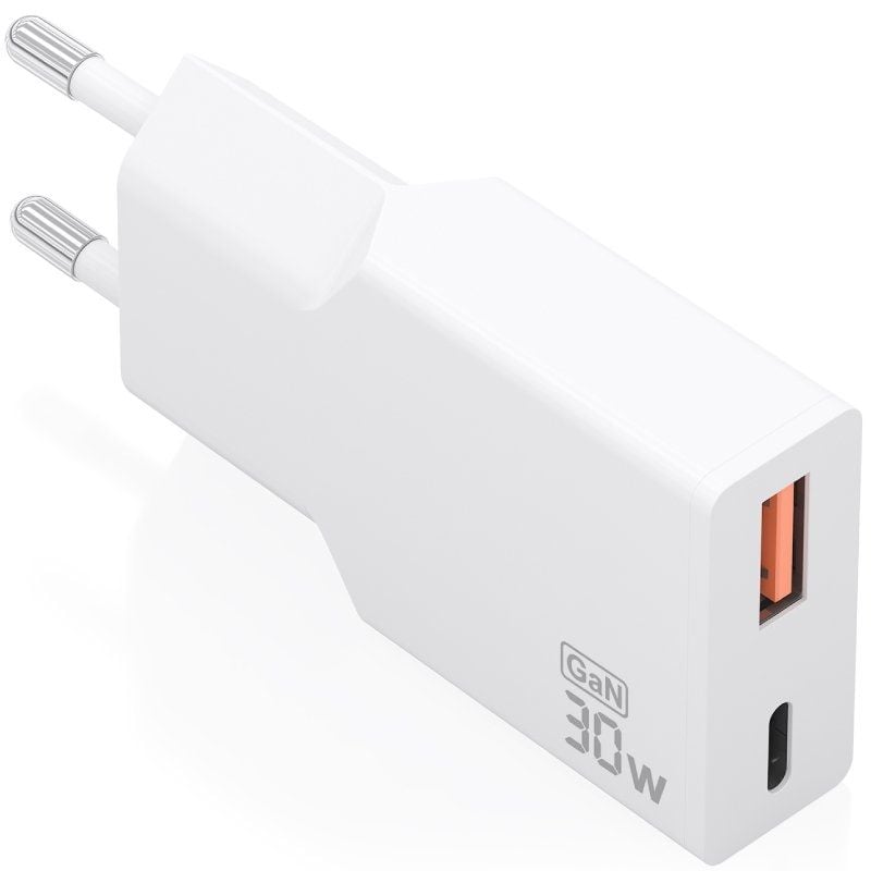 Carregador de Parede GaN Aisens A110-1002/ 1xUSB Tipo-C/ 1xUSB/ 30W/ Branco
