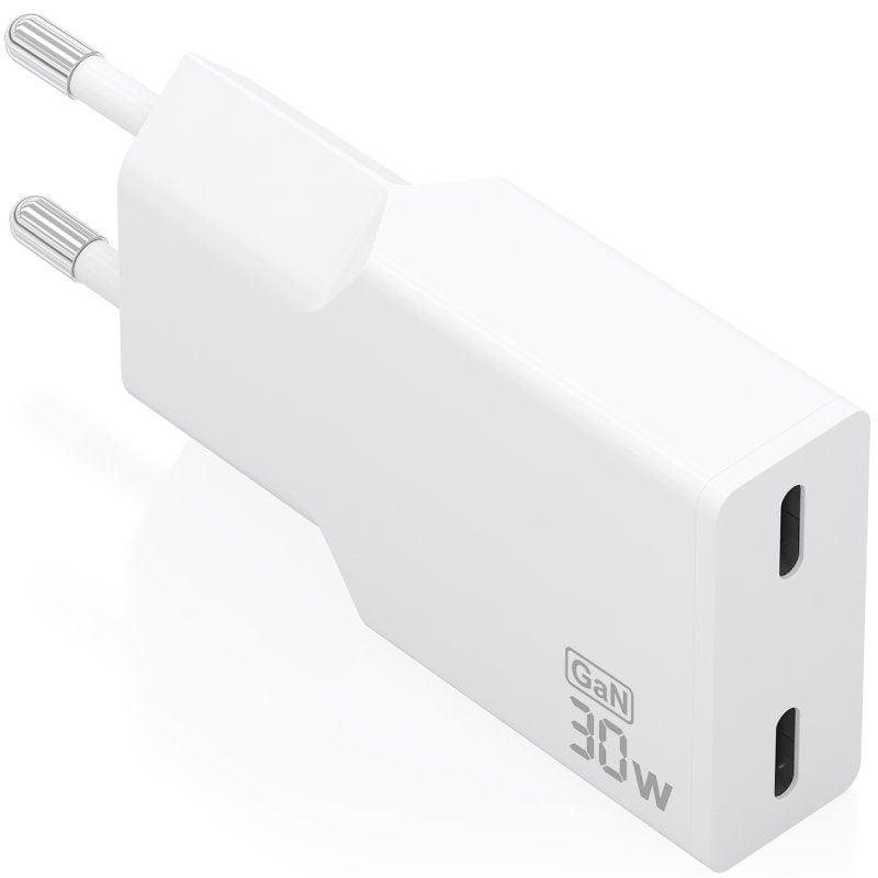 Carregador de Parede GaN Aisens A110-1003/ 2xUSB Tipo-C/ 30W/ Branco