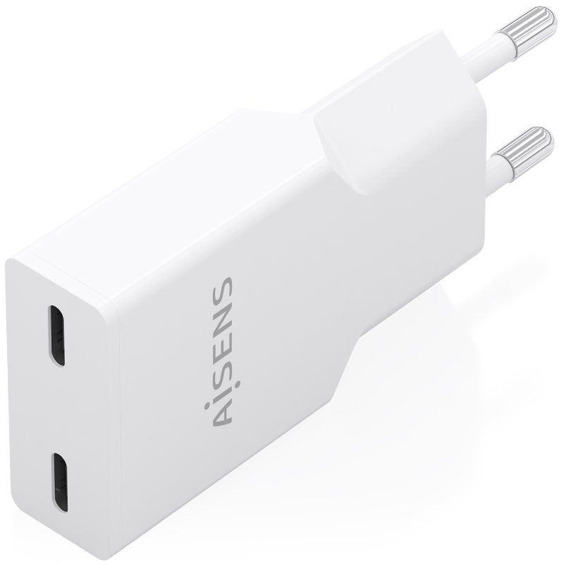 Carregador de Parede GaN Aisens A110-1003/ 2xUSB Tipo-C/ 30W/ Branco