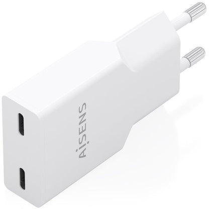 Carregador de Parede GaN Aisens A110-1003/ 2xUSB Tipo-C/ 30W/ Branco