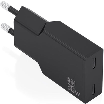 Carregador de Parede GaN Aisens A110-1006/ 2xUSB Tipo-C/ 30W/ Preto