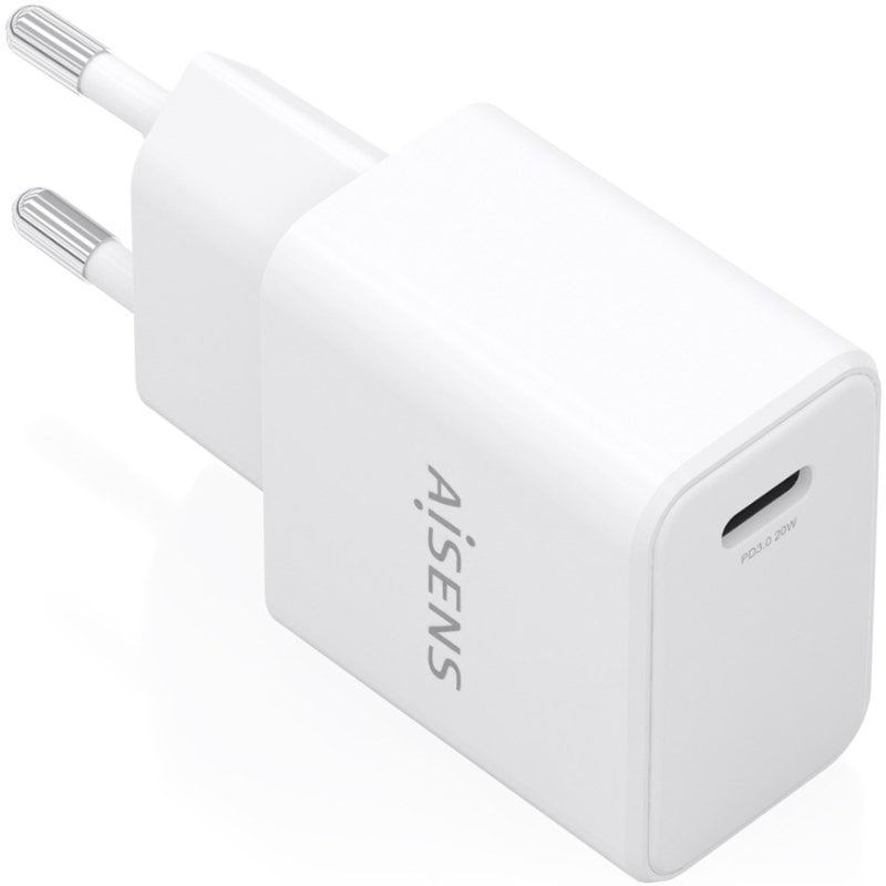 Carregador de Parede GaN Aisens A110-1023/ 1xUSB Tipo-C/ 20W/ Branco
