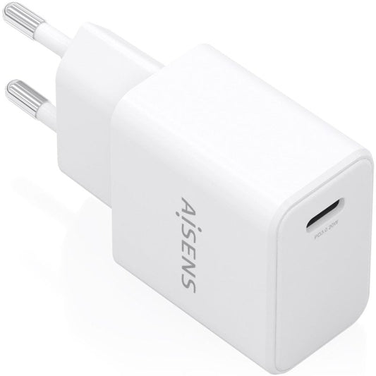 Cargador de Pared GaN Aisens A110-1023/ 1xUSB Tipo-C/ 20W/ Blanco