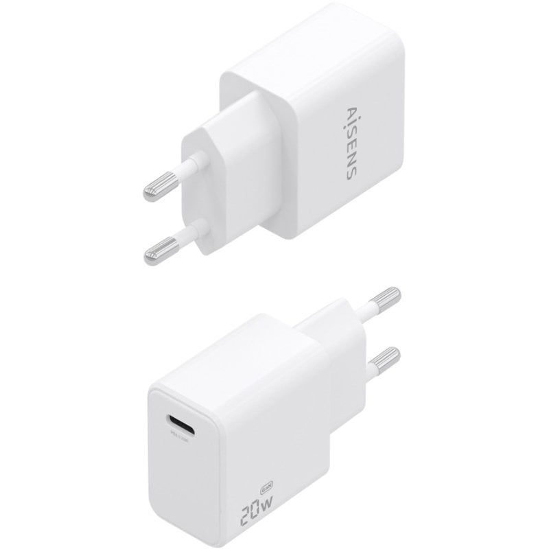 Carregador de Parede GaN Aisens A110-1023/ 1xUSB Tipo-C/ 20W/ Branco