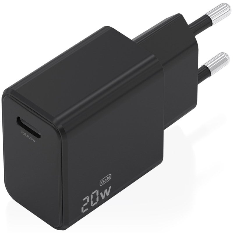 Carregador de Parede GaN Aisens A110-1024/ 1xUSB Tipo-C/ 20W/ Preto