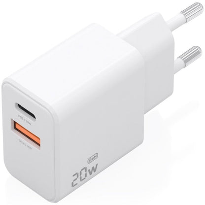 Carregador de Parede GaN Aisens A110-1025/ 1xUSB Tipo-C/ 1xUSB/ 20W/ Branco