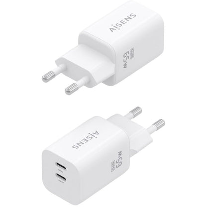 Carregador de Parede GaN Aisens A110-1029/ 2xUSB Tipo-C/ 65W/ Branco