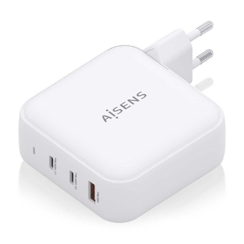 Carregador de Parede GaN Aisens ASCH-140W3P030-W/ 2xUSB Tipo-C/ 1xUSB/ 140W