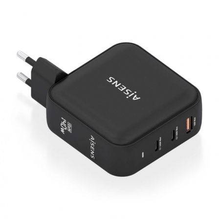 Cargador de Pared GaN Aisens ASCH-140W3P031-BK/ 2xUSB Tipo-C/ 1xUSB/ 140W