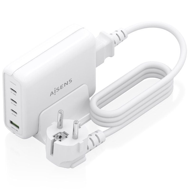 Cargador Sobremesa GaN Aisens ASCH-140W4P055-W/ 3xUSB Tipo-C/ 1xUSB/ 140W