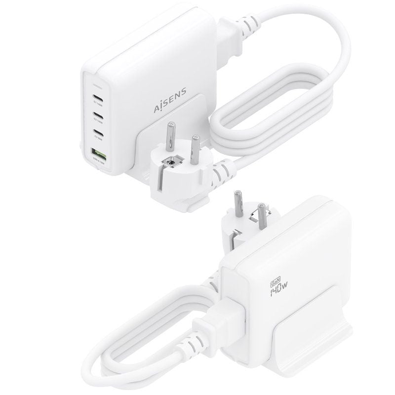 Cargador Sobremesa GaN Aisens ASCH-140W4P055-W/ 3xUSB Tipo-C/ 1xUSB/ 140W