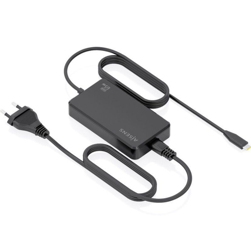Carregador de Secretária GaN Aisens ASCH-1PD65D068-BK/ 1xUSB Tipo-C/ 65W