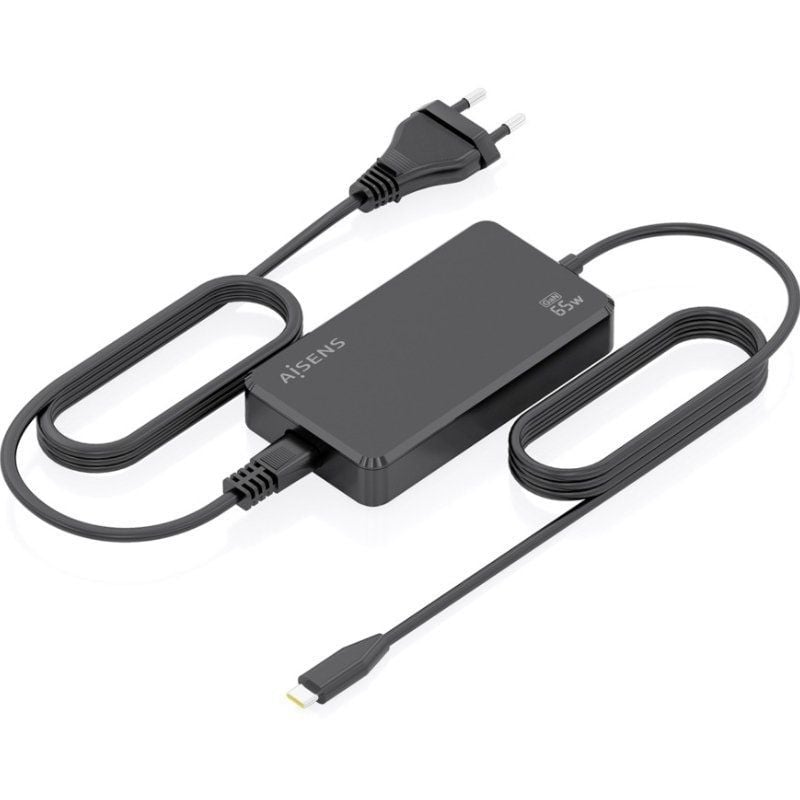 Carregador de Secretária GaN Aisens ASCH-1PD65D068-BK/ 1xUSB Tipo-C/ 65W