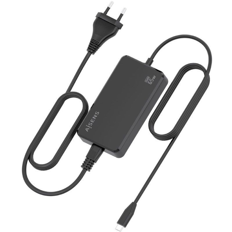 Carregador de Secretária GaN Aisens ASCH-1PD65D068-BK/ 1xUSB Tipo-C/ 65W