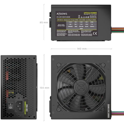 Fuente de Alimentación Aisens ASPC-500ATX-SEOBK/ 500W/ Ventilador 12cm