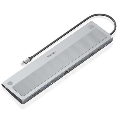 Docking USB Tipo-C Aisens ASUC-12P020-GR/ 2xHDMI 4K/ 3xUSB/ 1xUSB Tipo-C/ 1xRJ45/ 1xDisplayPort/ 1xLeitor de Cartões/ 1xUSB Tipo-C PD/ Cinzento
