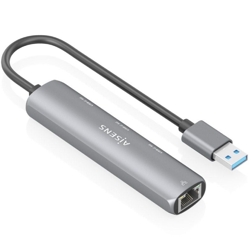 Hub USB Aisens ASUC-4P037-GR/ 3xUSB Tipo-C/ 1xRJ45/ Cinzento