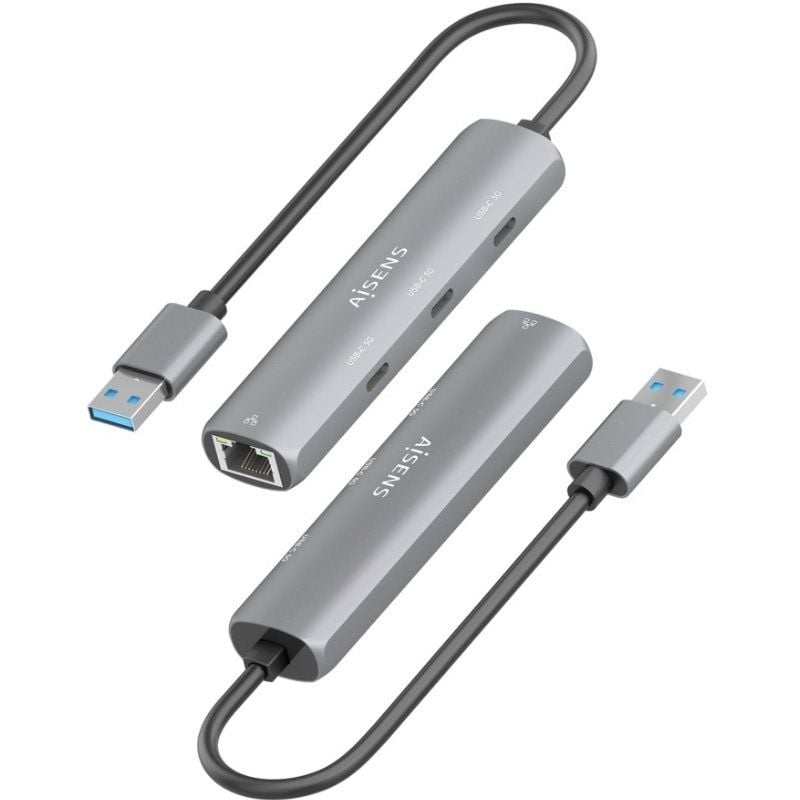 Hub USB Aisens ASUC-4P037-GR/ 3xUSB Tipo-C/ 1xRJ45/ Cinzento