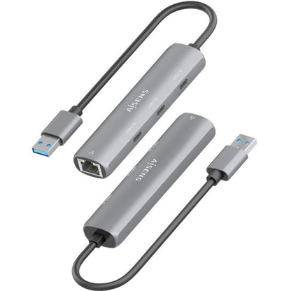 Hub USB Aisens ASUC-4P037-GR/ 3xUSB Tipo-C/ 1xRJ45/ Cinzento