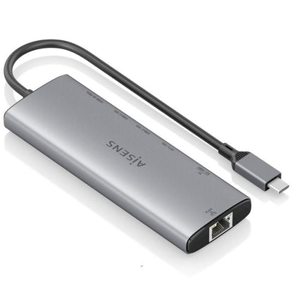 Docking USB Tipo-C Aisens ASUC-7P032-GR/ 1xHDMI 4K/ 1xUSB/ 2xUSB Tipo-C/ 1xRJ45/ 1xLeitor Cartões/ Cinzento