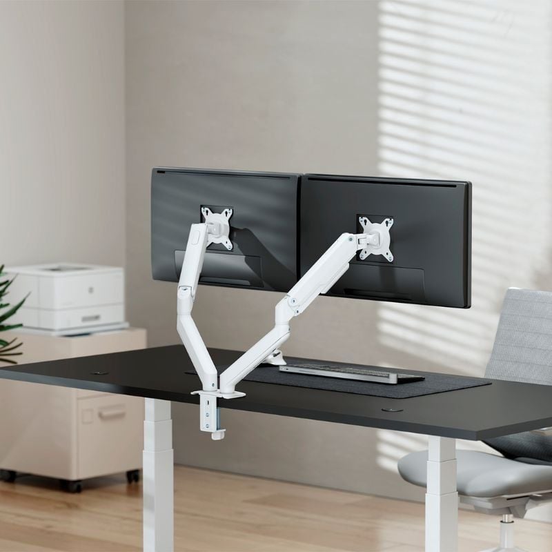 Suporte de Secretária com Contrapeso para 2 Monitores Aisens DT32TSR-439/ Giratório/ Inclinável/ até 9kg