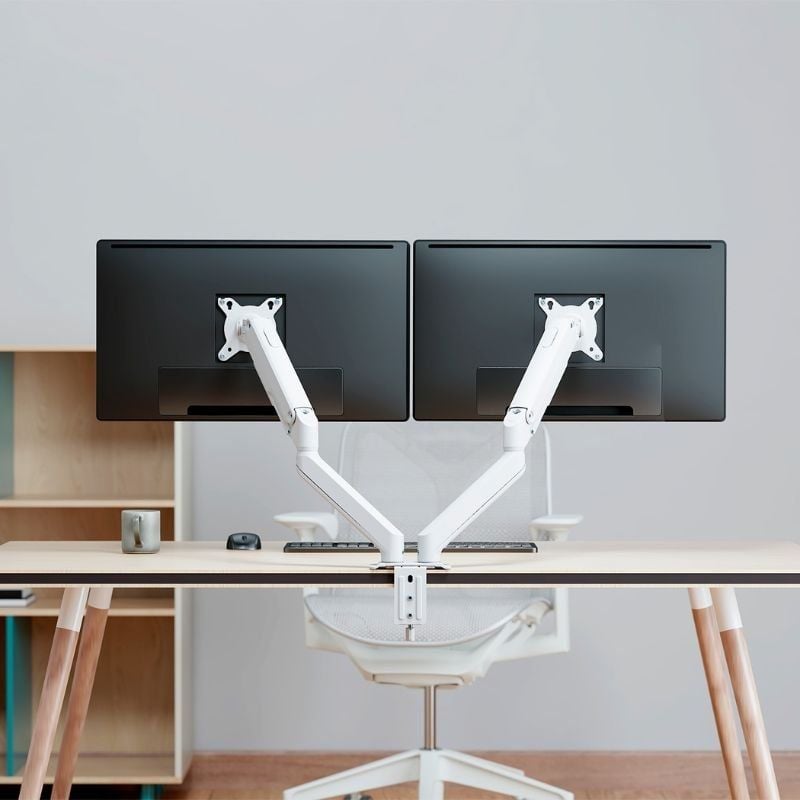Suporte de Secretária com Contrapeso para 2 Monitores Aisens DT32TSR-439/ Giratório/ Inclinável/ até 9kg
