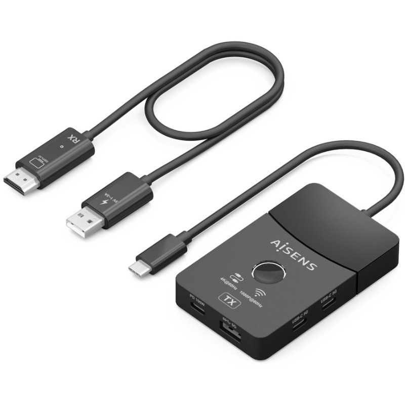 Adaptador/Transmissor de vídeo sem fios USB Tipo-C - HDMI Aisens ASWL-H2KDC30M05-BK/ 100W