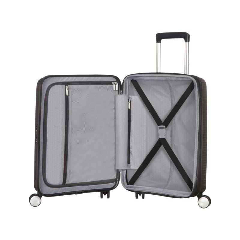 Mala de Cabine American Tourister SoundBox Spinner 55cm/ 55x40x20cm/ 4 Rodas/ Preta