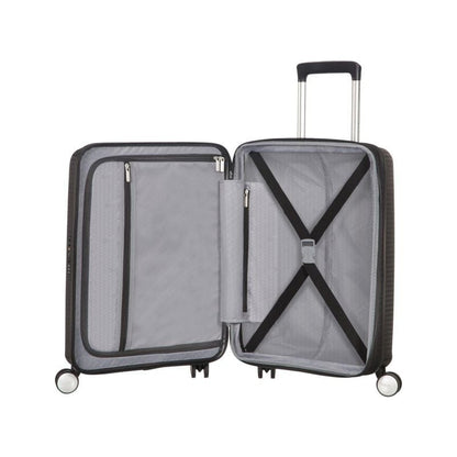 Mala de Cabine American Tourister SoundBox Spinner 55cm/ 55x40x20cm/ 4 Rodas/ Preta