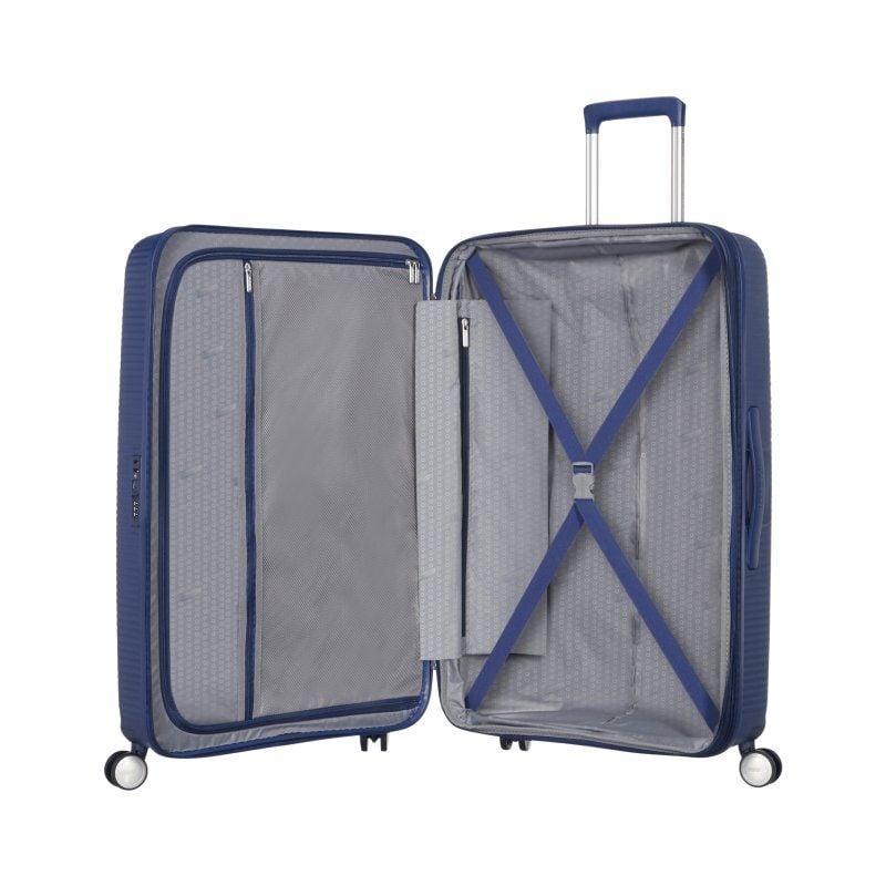 Mala Média American Tourister SoundBox Spinner 67cm/ 67x46.5x29cm/ 4 Rodas/ Azul Marinho