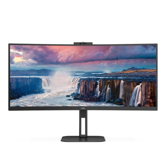 Monitor Profissional Curvo Ultrawide AOC CU34V5CW/BK 34"/ UWQHD/ Webcam/ Multimédia/ Ajuste em altura/ Preto