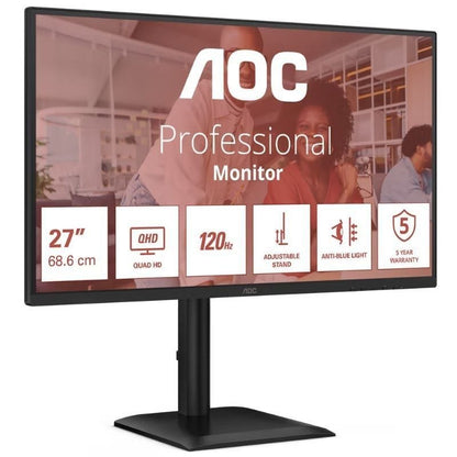 Monitor Profissional AOC Q27E4CV 27"/ QHD/ Multimédia/ Altura ajustável/ Preto