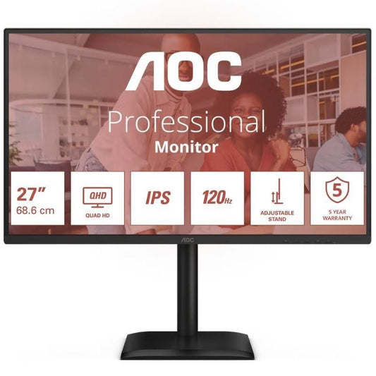 Monitor Profissional AOC Q27E4U 27"/ QHD/ Multimédia/ Altura ajustável/ Preto