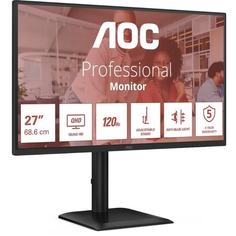 Monitor Profissional AOC Q27E4U 27"/ QHD/ Multimédia/ Altura ajustável/ Preto