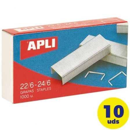 Cajas de Grapas Apli 13469/ 22/6 - 24/6/ 10 cajas de 1000 unidades