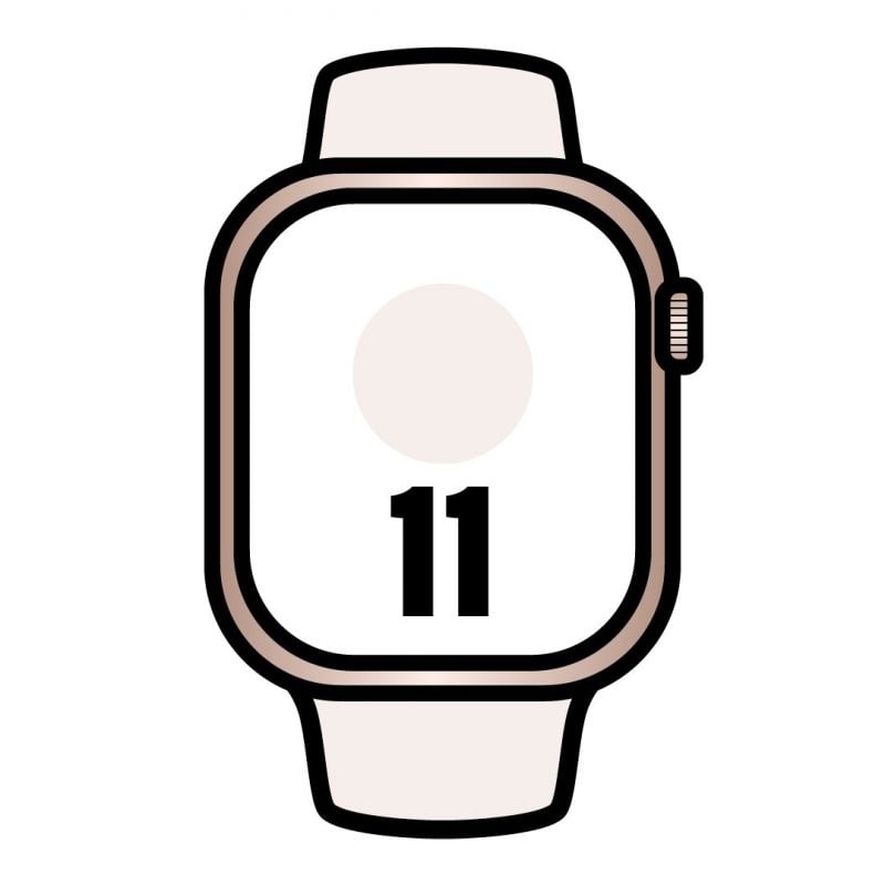 Apple Watch Series 11/ GPS/ 42mm/ Ouro Rosa/ Bracelete Desportiva Rosa-claro (M/L)