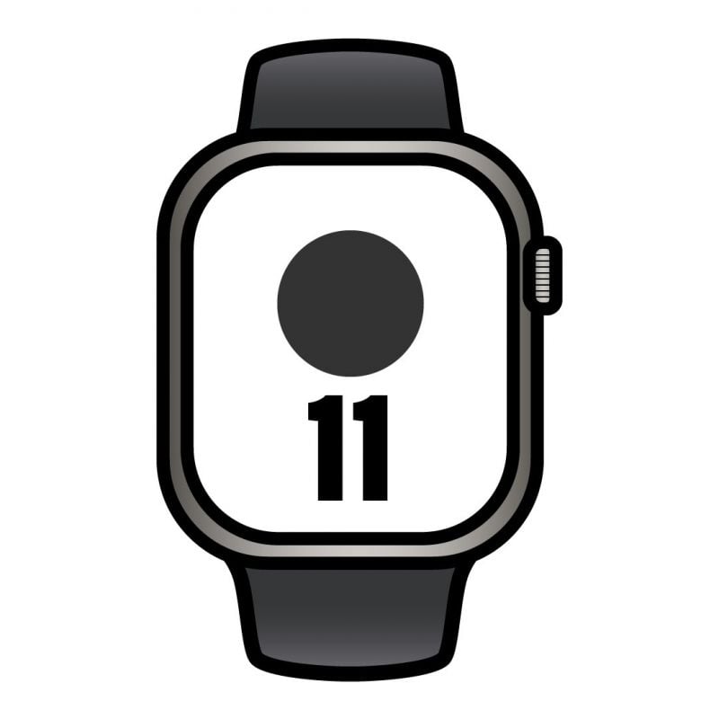Apple Watch Series 11/ GPS/ Cellular/ 42mm/ Titânio Natural/ Bracelete Desportiva Preta (M/L)