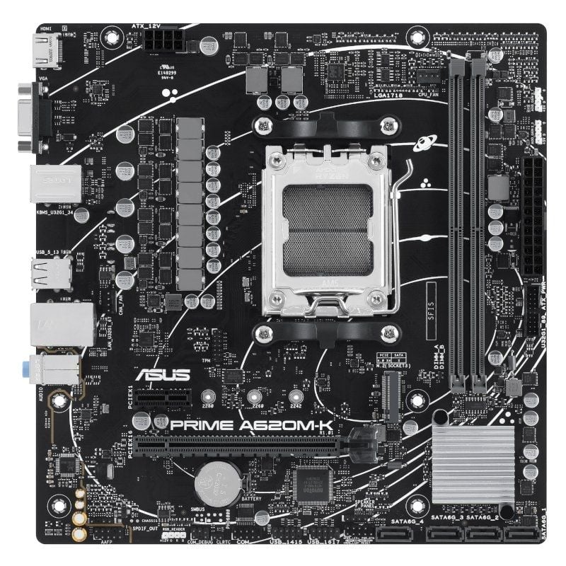 Placa Mãe Asus Prime A620M-K Socket AM5/ DDR5/ PCIe 4.0/ Micro ATX