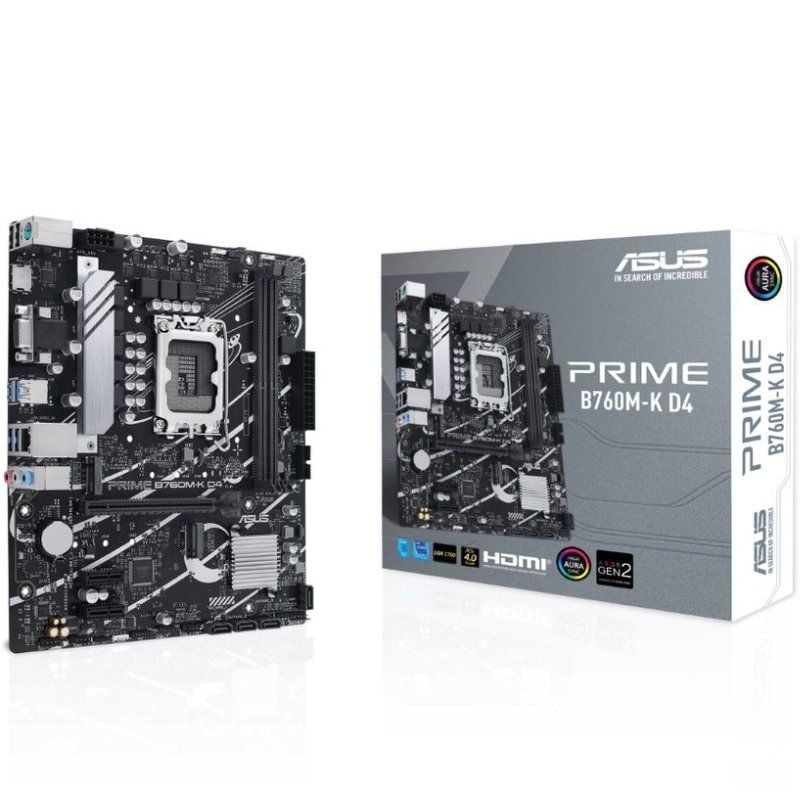 Placa-Mãe Asus Prime B760M-K D4 Socket 1700/ DDR4/ PCIe 4.0/ Micro ATX
