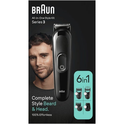 Máquina de Barbear Braun All in One 6 em 1 Style Kit Series 3 MGK3410/ com bateria/ 6 Acessórios