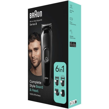 Máquina de Barbear Braun All in One 6 em 1 Style Kit Series 3 MGK3410/ com bateria/ 6 Acessórios