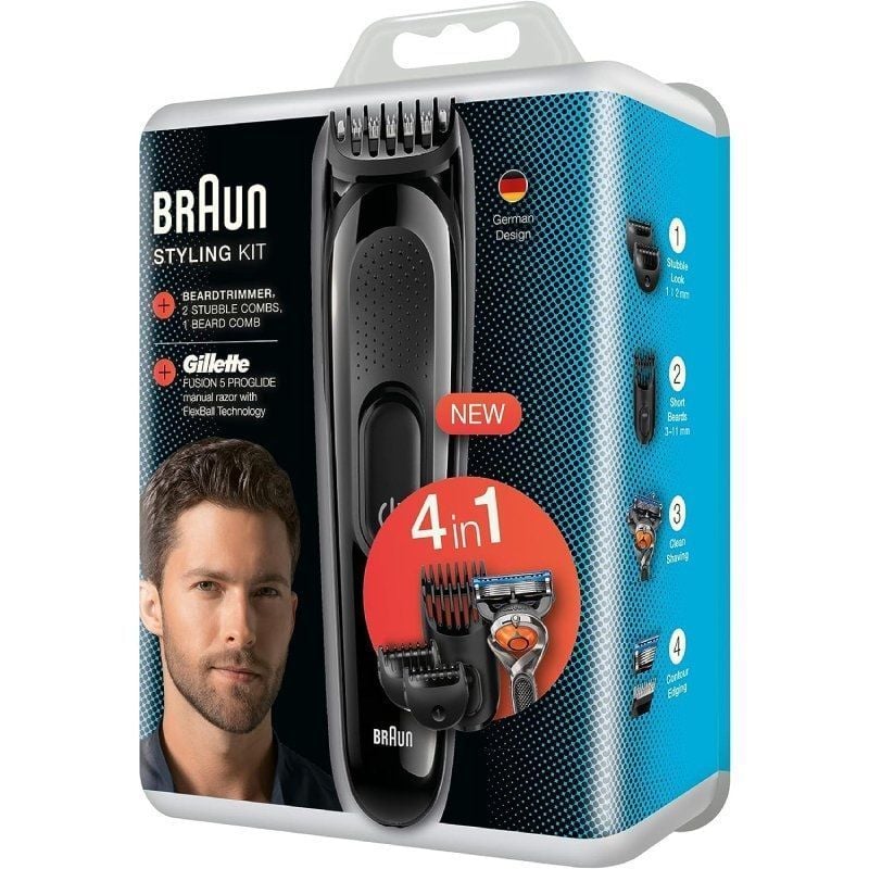 Máquina de Cortar Cabelo Braun SK3000/ a Bateria/ 4 Acessórios